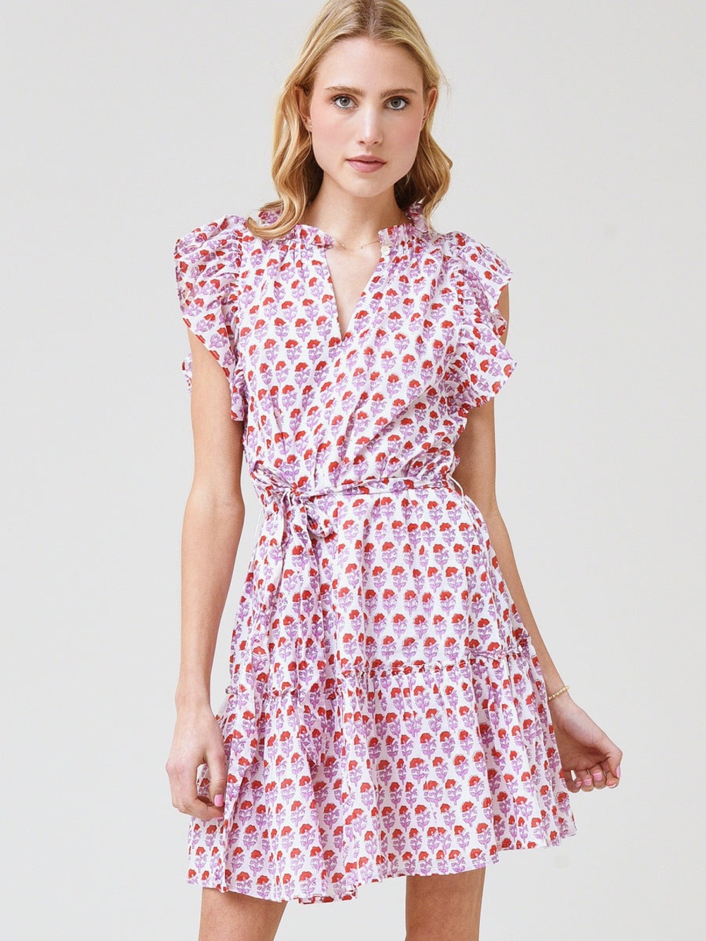 TUCKERNUCK- Oliphant Orange and Pink Floral Strapless dress